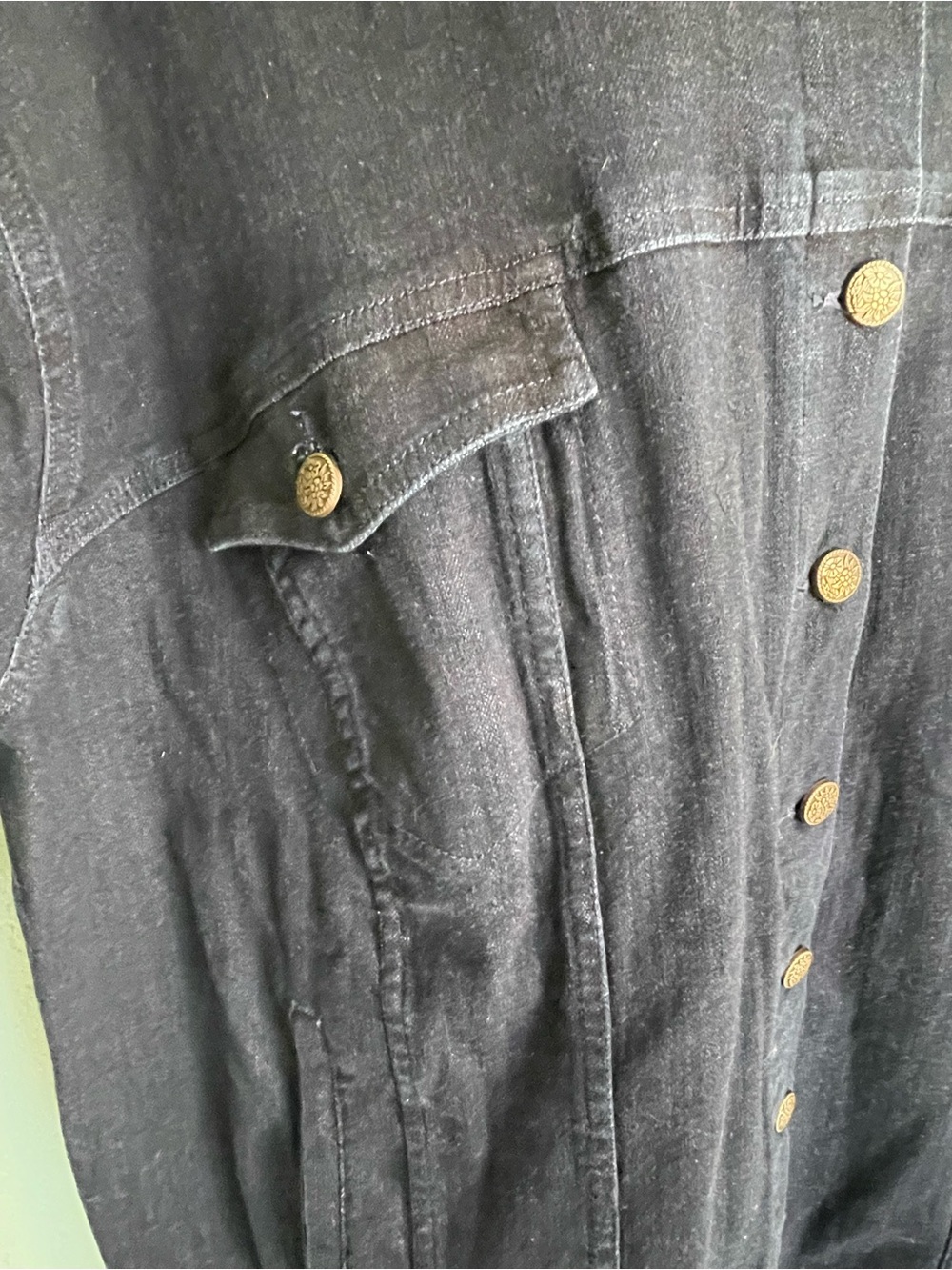 Oversized Button-Front Denim Jacket - Picture 4 of 12